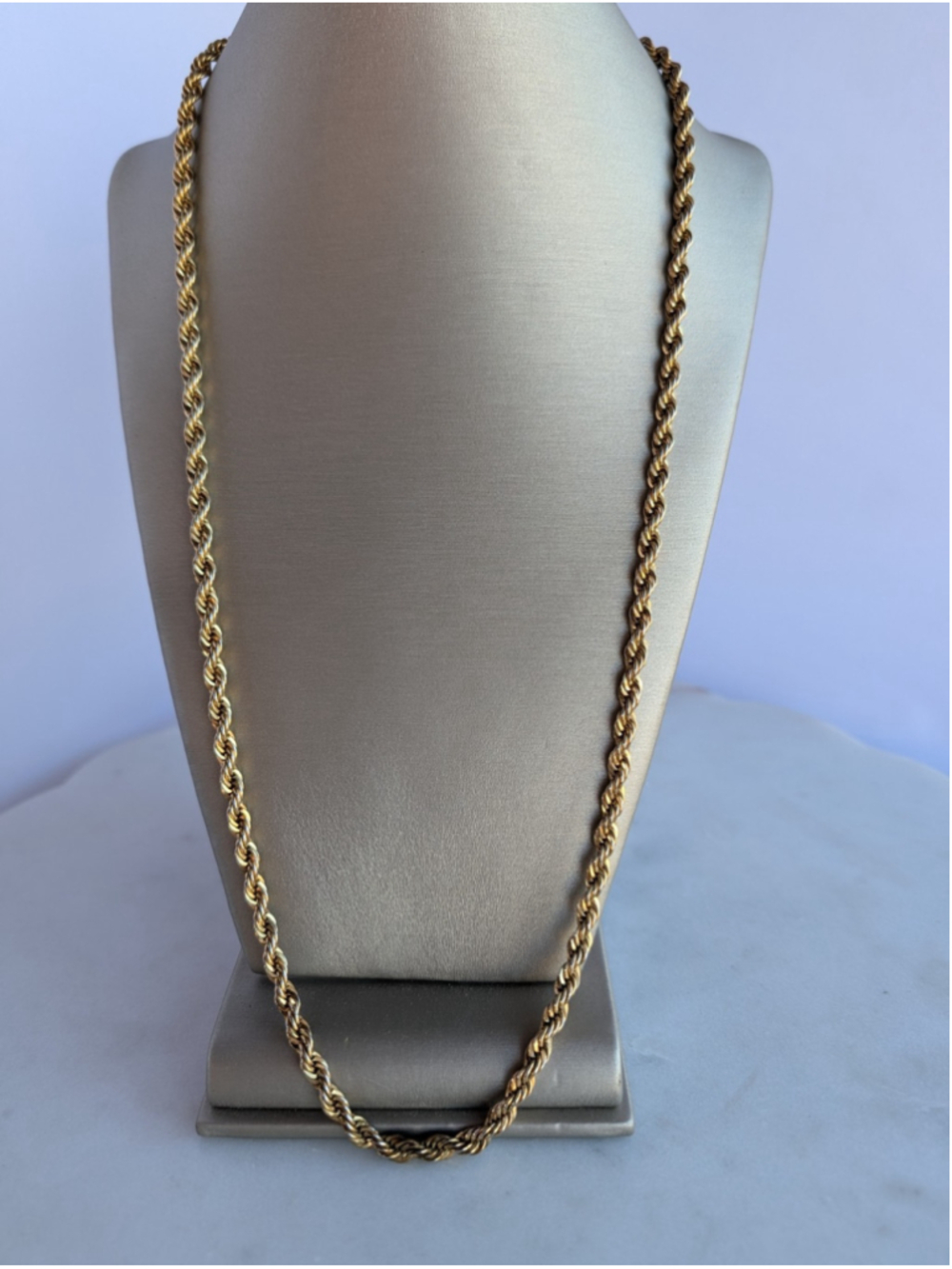 Monet Gold Tone Twisted Rope Chain Necklace Long Vintage
